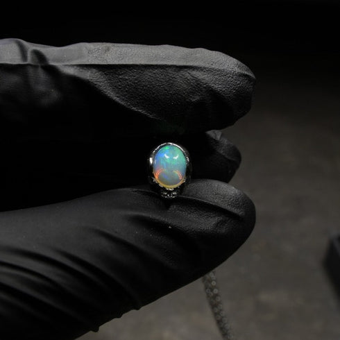 Space Skull Necklace (Opal) OP003