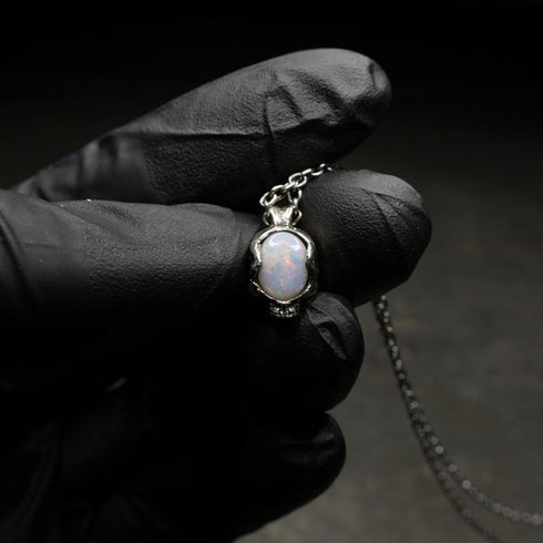 Space Skull Necklace (Opal) OP005A