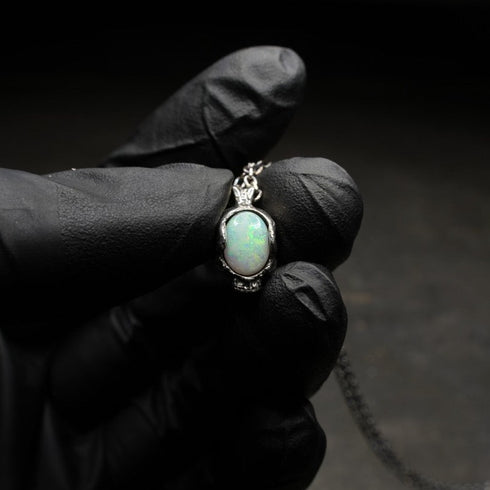 Space Skull Necklace (Opal) OP006A