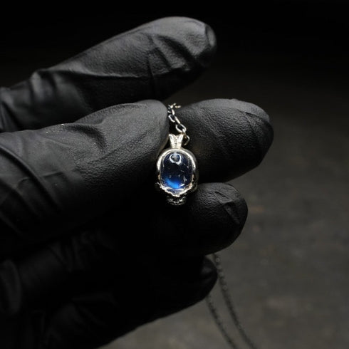 Space Skull Necklace (Moonstone) MS003