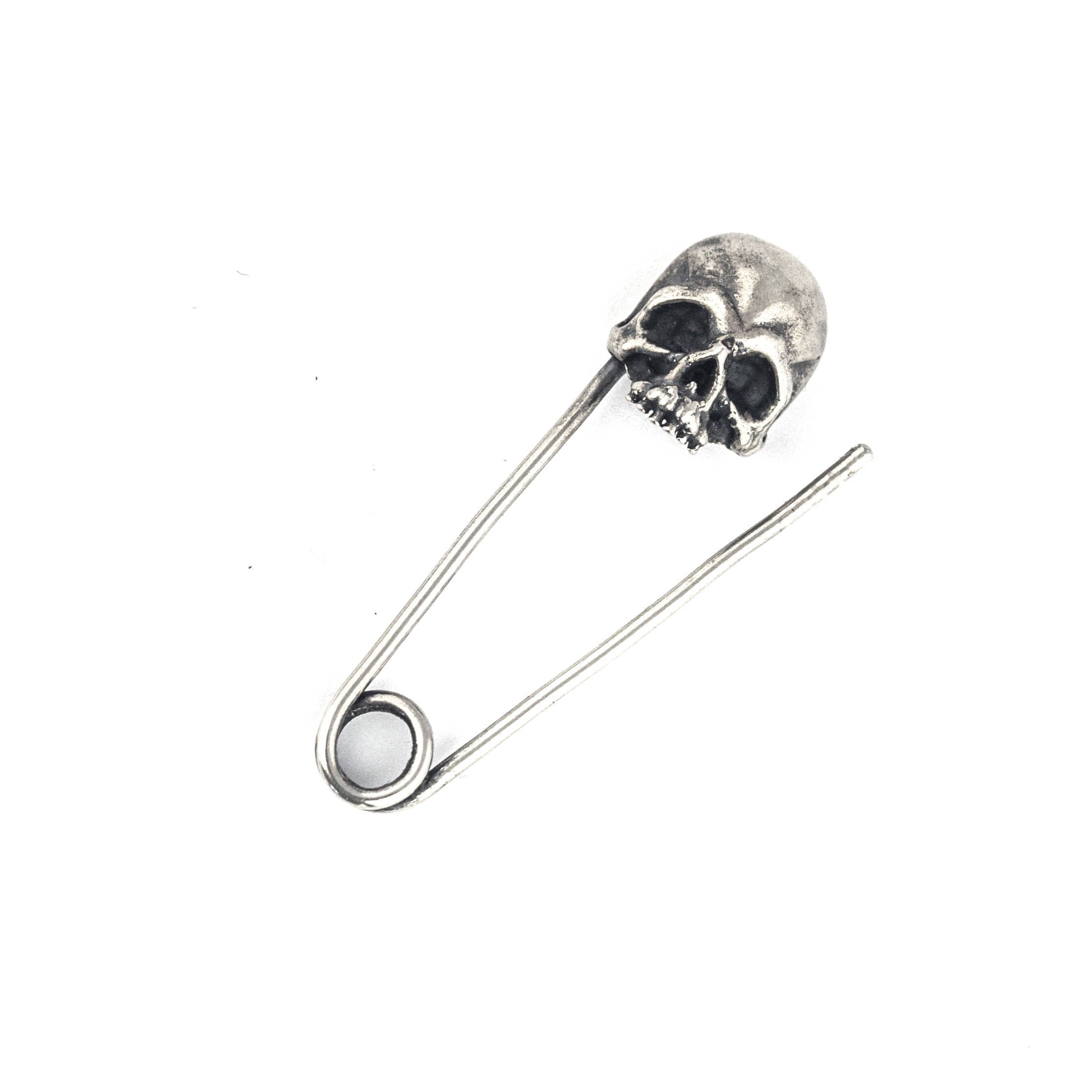 Skull Safety Pin  Bamtastic Silver